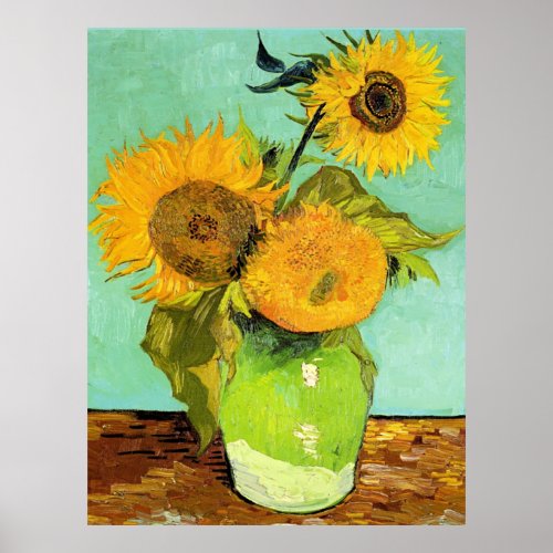 Van Gogh _ Vase with Three Sunflowers Poster