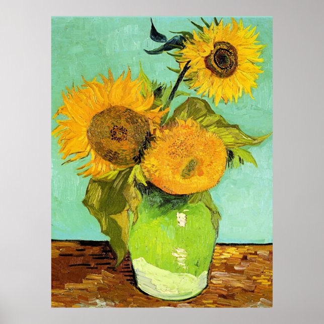 Van Gogh - Vase with Three Sunflowers Poster (Front)