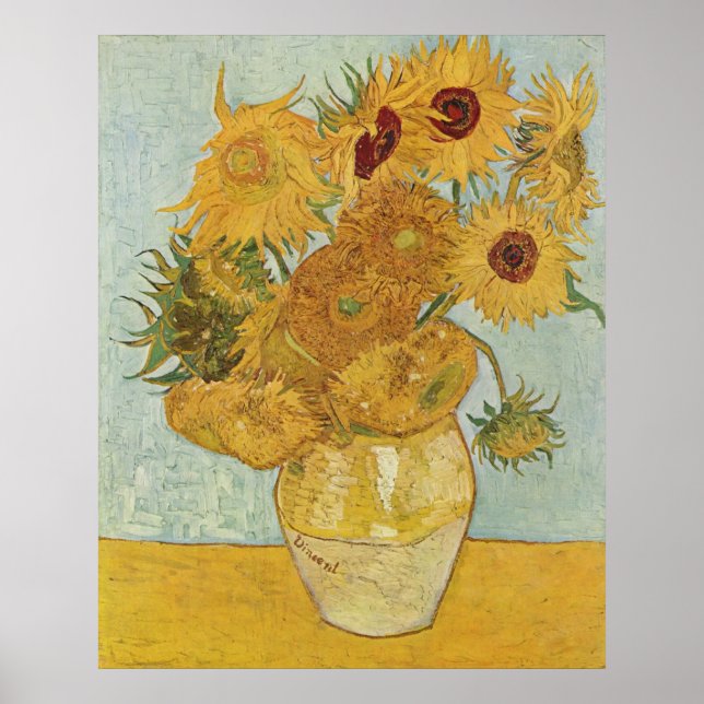 van Gogh - Vase with Twelve Sunflowers (1888) Poster (Front)