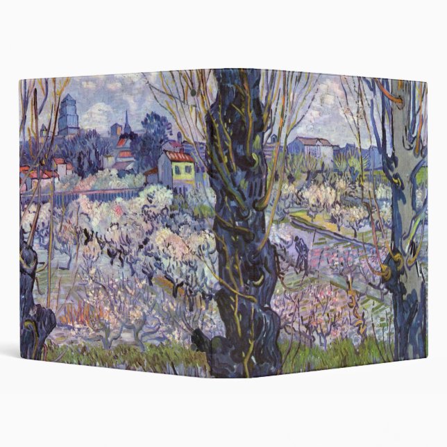 Van Gogh View Arles Flowering Garden 3 Ring Binder (Background)