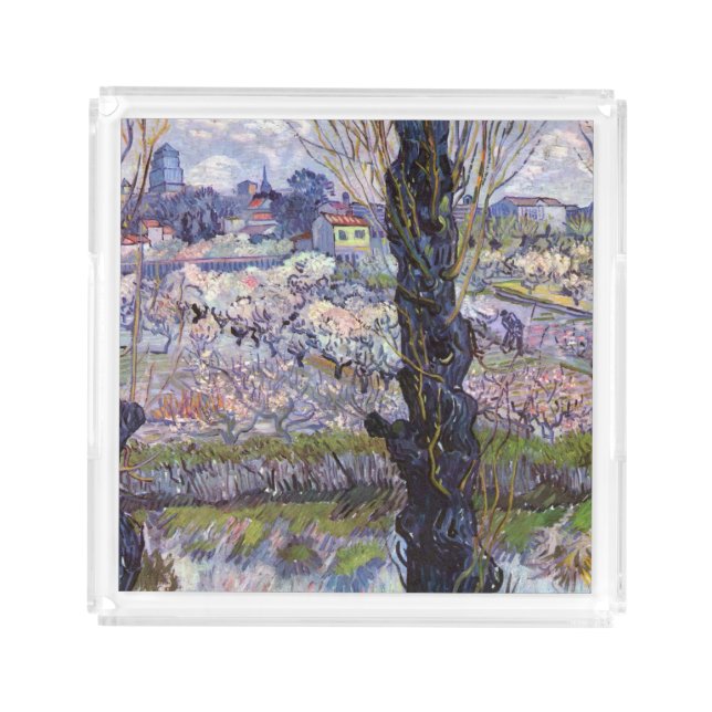 Van Gogh View Arles Flowering Garden Acrylic Tray (Front)