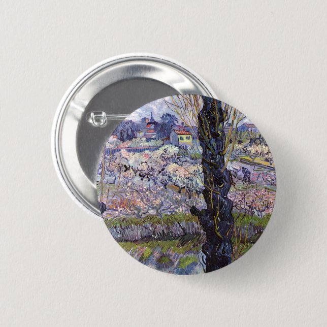 Van Gogh View Arles Flowering Garden Button (Front & Back)