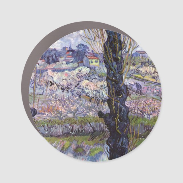 Van Gogh View Arles Flowering Garden Car Magnet (Front)