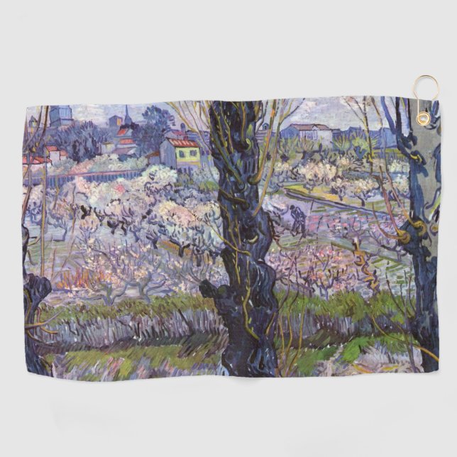 Van Gogh View Arles Flowering Garden Golf Towel (Horizontal)