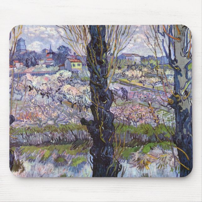 Van Gogh View Arles Flowering Garden Mouse Pad (Front)