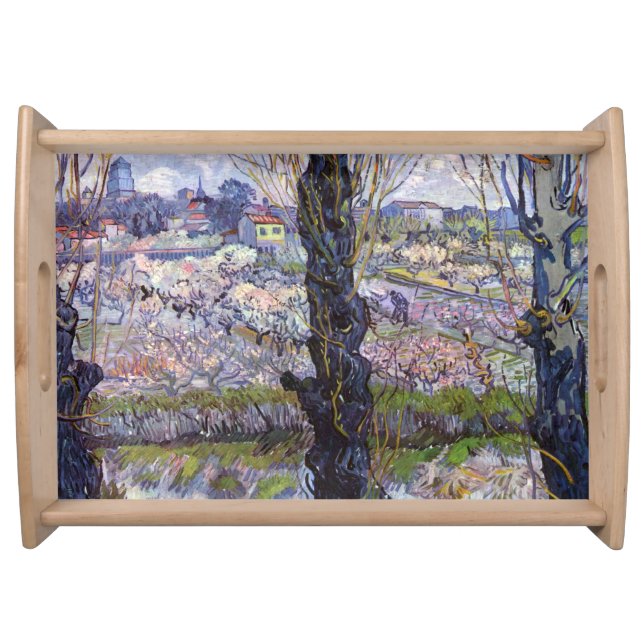Van Gogh View Arles Flowering Garden Serving Tray (Front)