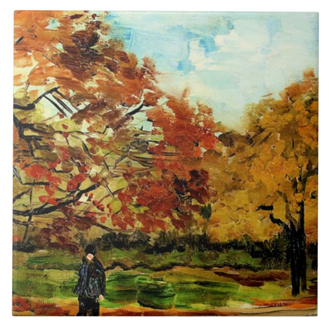 Van Gogh - View of a Park in Paris Ceramic Tile (Front)