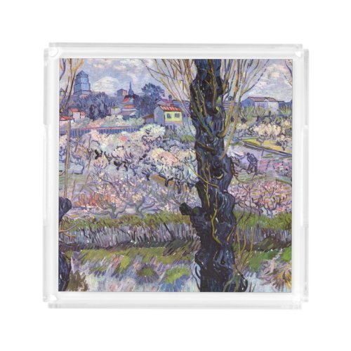 Van Gogh View of Arles Flowering Orchards Acrylic Tray