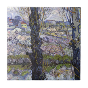 Van Gogh View of Arles Flowering Orchards Art Ceramic Tile