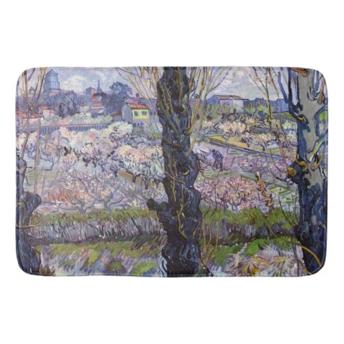 Van Gogh View of Arles Flowering Orchards Bath Mat