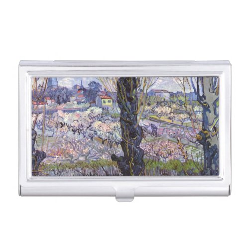 Van Gogh View of Arles Flowering Orchards Business Card Case