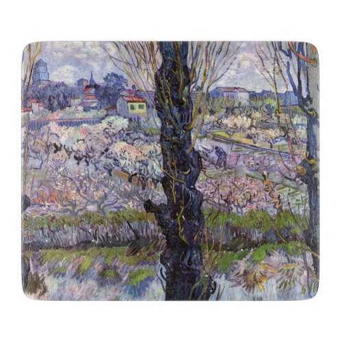 Van Gogh View of Arles Flowering Orchards Cutting Board