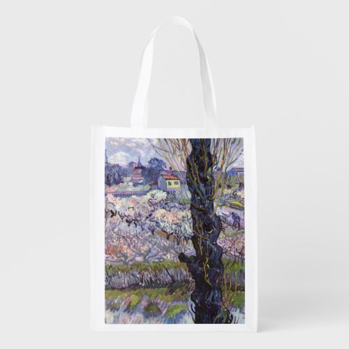 Van Gogh View of Arles Flowering Orchards Grocery Bag