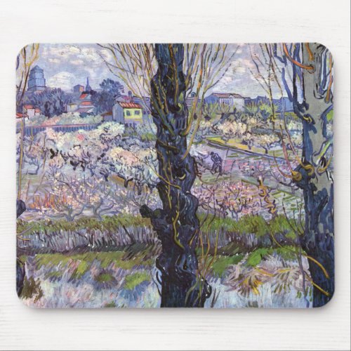 Van Gogh View of Arles Flowering Orchards Mouse Pad