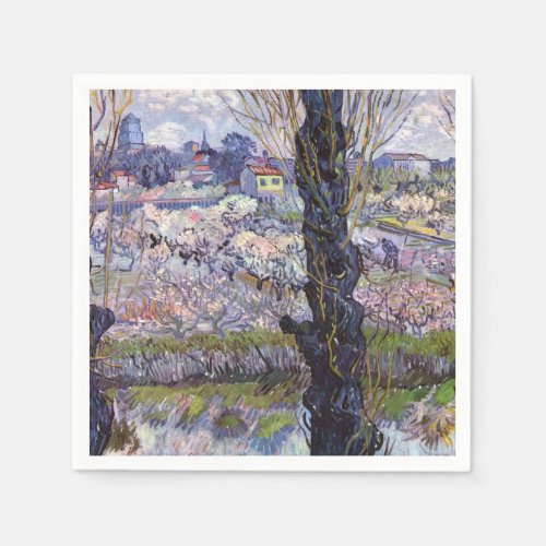 Van Gogh View of Arles Flowering Orchards Napkins