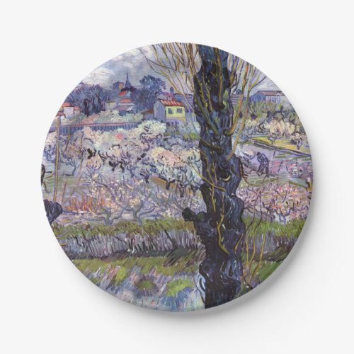 Van Gogh View of Arles Flowering Orchards Paper Plates