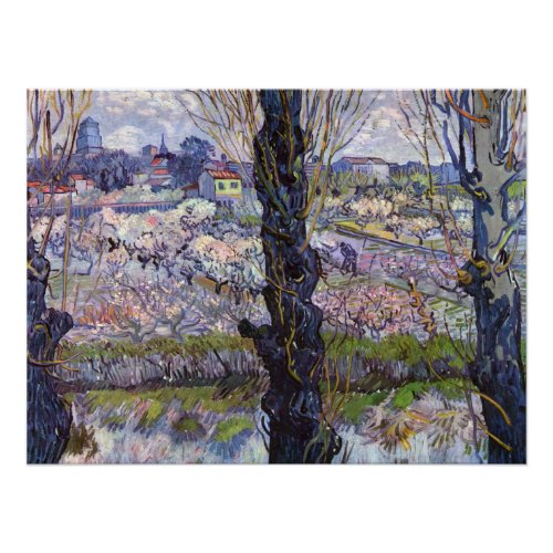 Van Gogh View of Arles Flowering Orchards Poster
