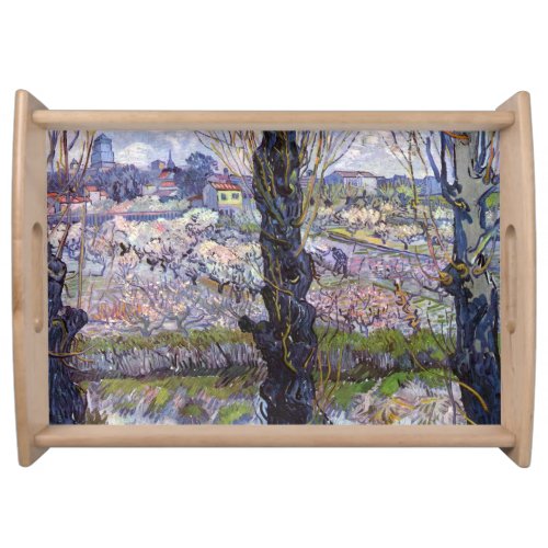 Van Gogh View of Arles Flowering Orchards Serving Tray