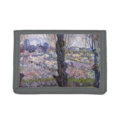Van Gogh View of Arles Flowering Orchards Trifold Wallet