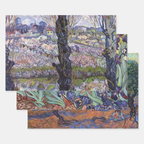 Van Gogh View of Arles Flowering Orchards Wrapping Paper Sheets