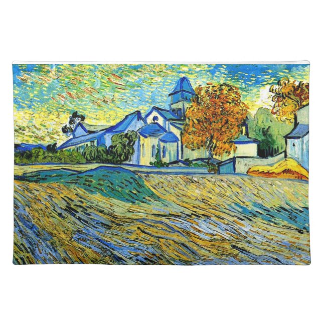 Van Gogh - View of the Church of Saint Paul Cloth Placemat (Front)