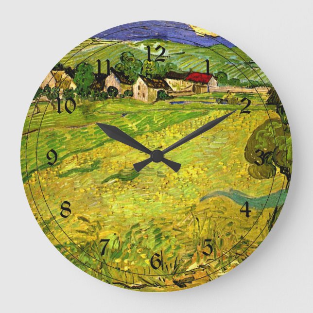 Van Gogh - View of Vessenots near Auvers Large Clock (Front)