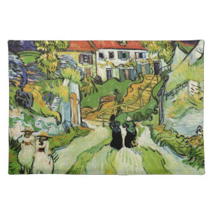 Van Gogh Village Street and Steps Auvers, Figures Cloth Placemat