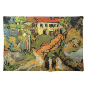 Van Gogh Village Street and Steps Auvers, Figures Cloth Placemat