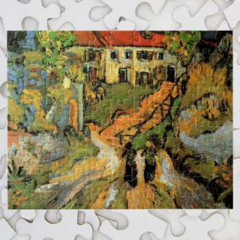 Van Gogh Village Street And Steps Auvers  Figures Jigsaw Puzzle by VanGogh_Gallery at Zazzle
