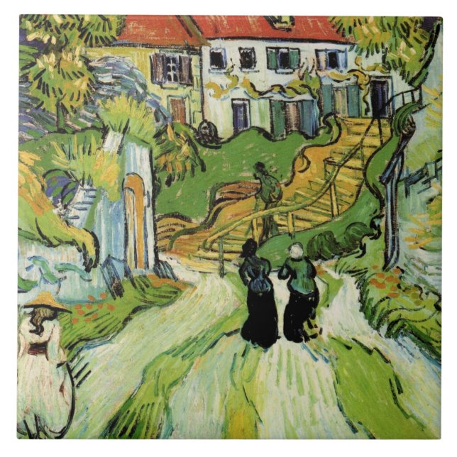 Van Gogh - Village Street and Steps in Auvers Ceramic Tile (Front)