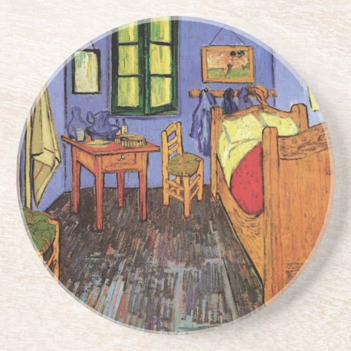 Van Gogh; Vincent's Bedroom in Arles, Vintage Art Beverage Coasters