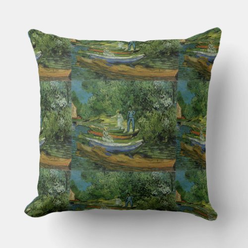 Van Gogh Vintage Bank of the Oise at Auvers Throw Pillow