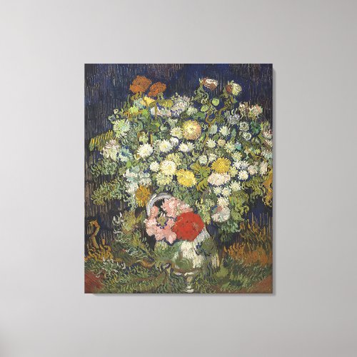 Van Gogh Vintage Bouquet of Flowers in a Vase Canvas Print