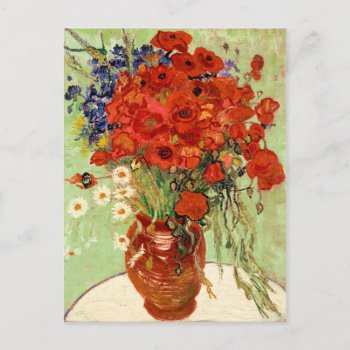 Van Gogh Vintage Floral Still Life Daisies Poppies Postcard by lazyrivergreetings at Zazzle