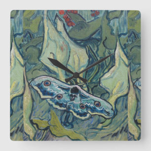 Van Gogh Vintage Great Peacock Moth Square Wall Clock
