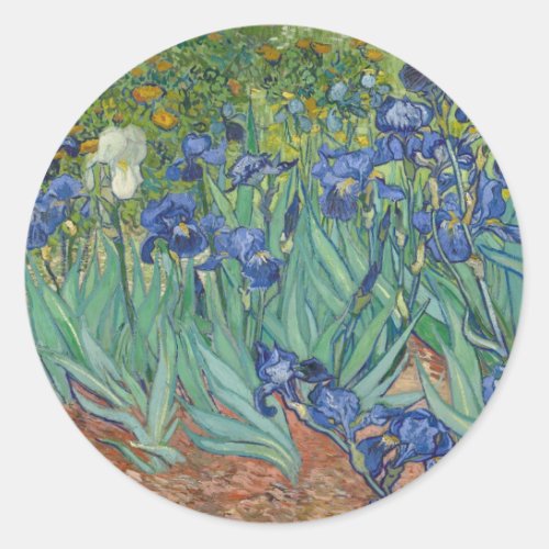 Van Gogh Vintage Irises   Classic Round Sticker