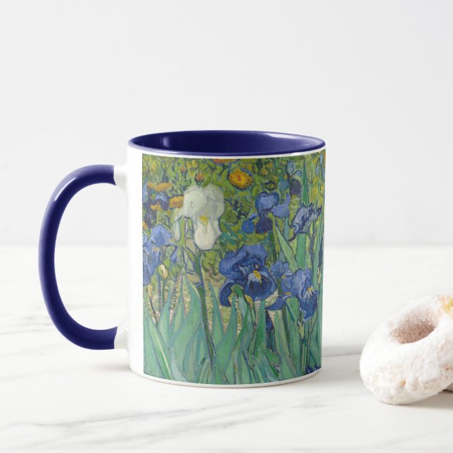 Van Gogh Vintage Irises  Mug (With Donut)