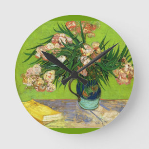 Van Gogh Vintage Painting Blossoms Flowers Vines Round Clock