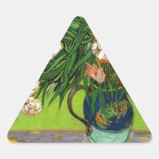 Van Gogh Vintage Painting Blossoms Flowers Vines Triangle Sticker