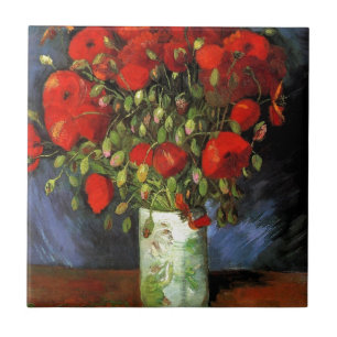 Van Gogh Vintage Painting Blossoms Vase Flowers Ceramic Tile