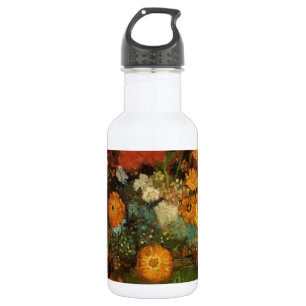Van Gogh Vintage Painting Vase Flowers Blossoms Water Bottle