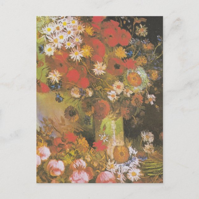 Van Gogh Vintage Peonies and Chrysanthemums Postcard (Front)