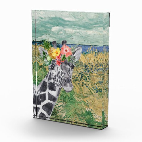 Van Gogh Wheat Field and Giraffe   Photo Block