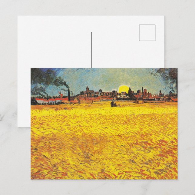 Van Gogh Wheat Field Arles Sunset Painting Postcard (Front/Back)