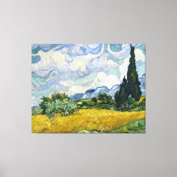 Van Gogh Wheat Field Cypresses Painting Canvas Print