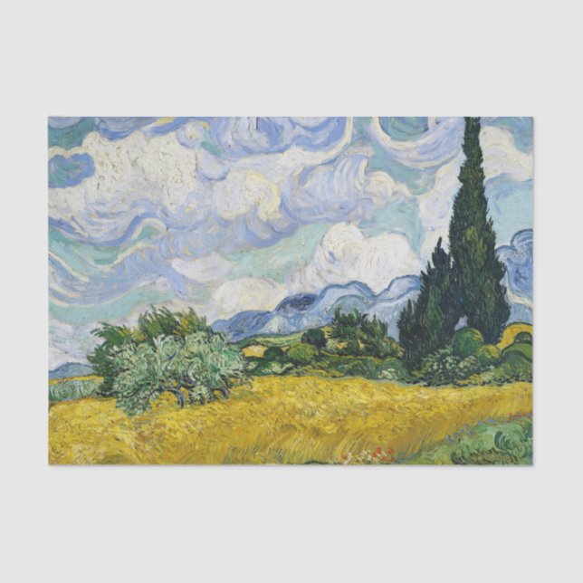 Van Gogh Wheat Field Cypresses Painting Tissue Paper (Front)