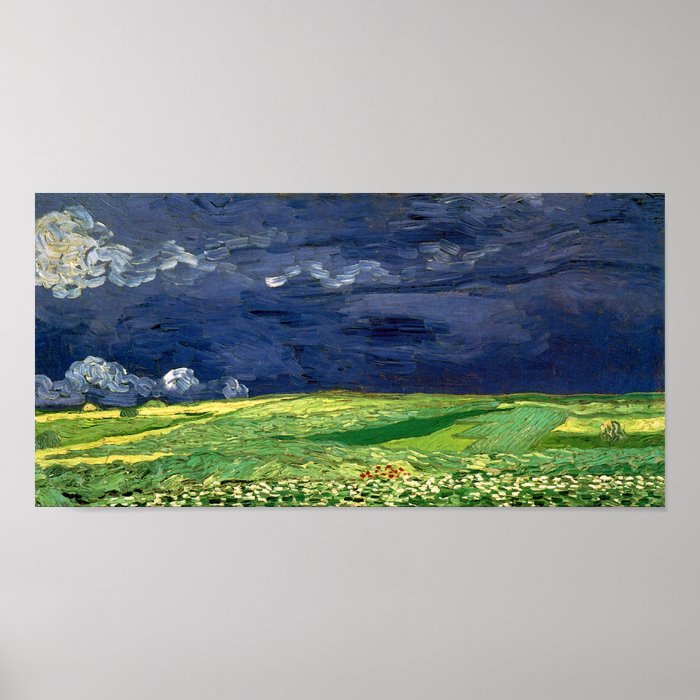 Van Gogh Wheat Field Under Clouded Sky (F778) Print