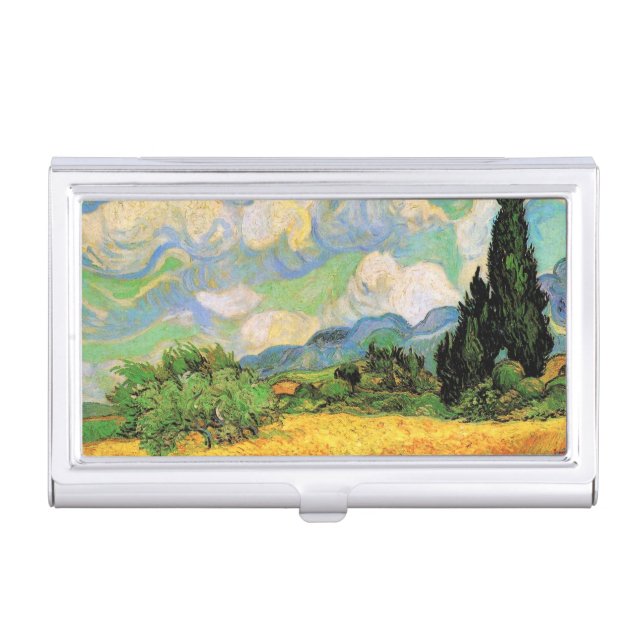 Van Gogh Wheat Field w Cypresses at Haute Galline Business Card Case (Front)
