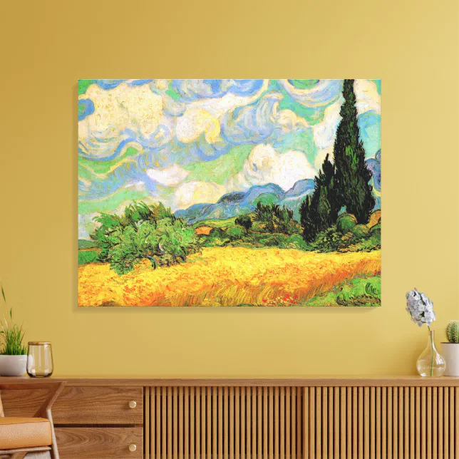 Tableau Van Gogh - Champ De Blé Aux Cyprès - Reproduction Giclée Sur Toile
