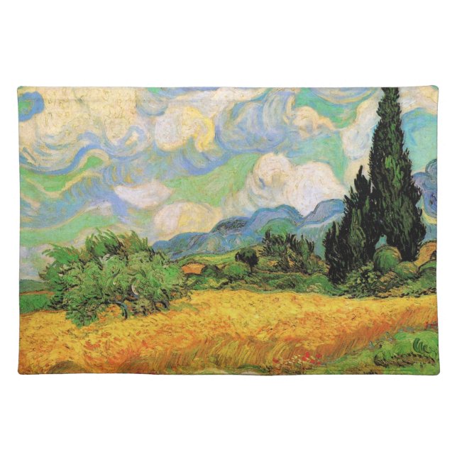 Van Gogh Wheat Field w Cypresses at Haute Galline Cloth Placemat (Front)